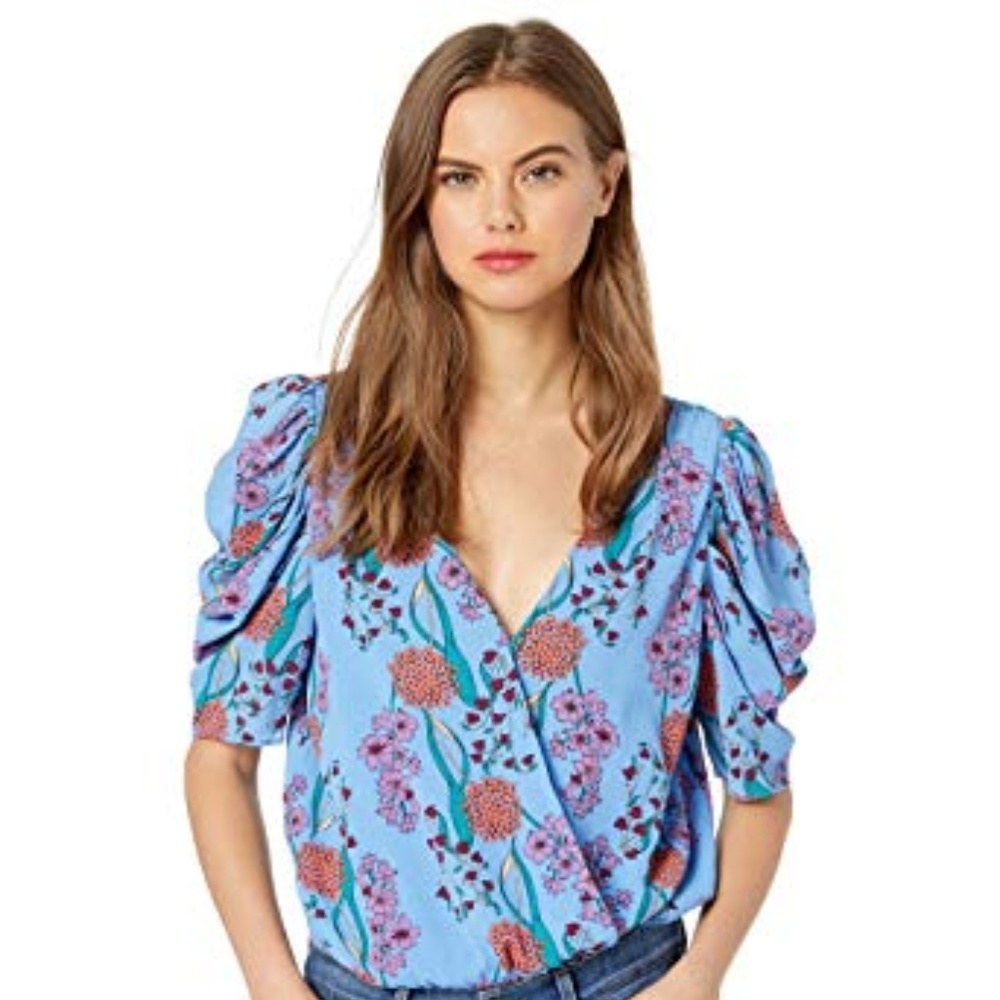ASTR Puff Sleeve Wrap Bodysuit